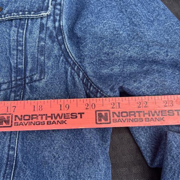 Back In The Saddle Jean Plaid Hoodie Large Blue Denim Western Grunge 80’s Look - Picture 4 of 7